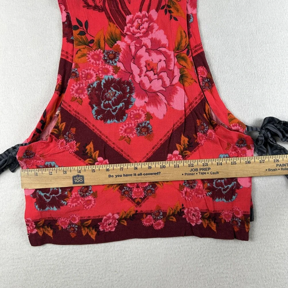 Free People Tank Top Womens Small This Sweet Love Floral Side Tie Cropped Boho